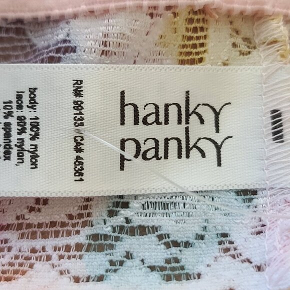Hanky Panky Triangle Printed Lace Bralette XS Pink Multicolor Love Hearts NWT - Picture 3 of 10